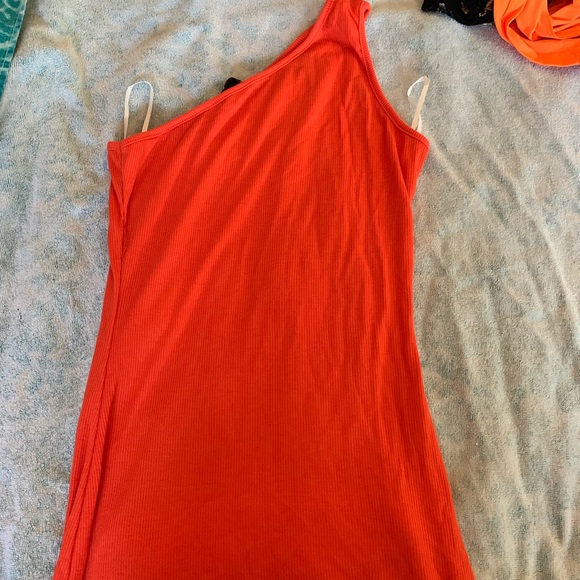 skin tight one shouldered orange dress - Picture 2 of 2
